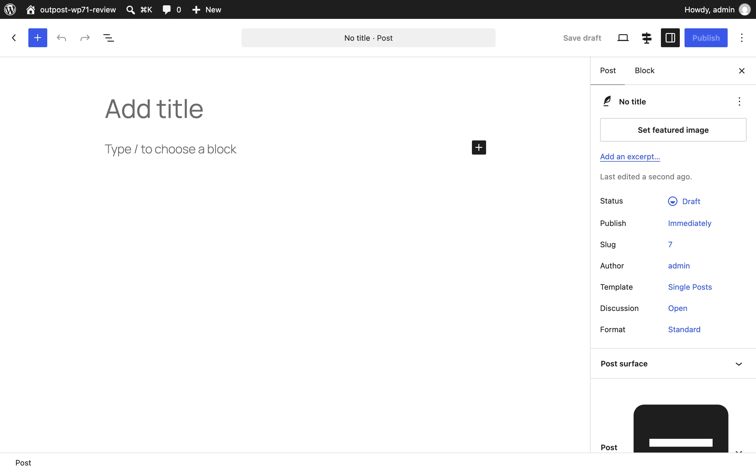 Choose Post Format modal where each format card shows a Sets Post Kind line, with the Post Kind panel visible in the editor sidebar