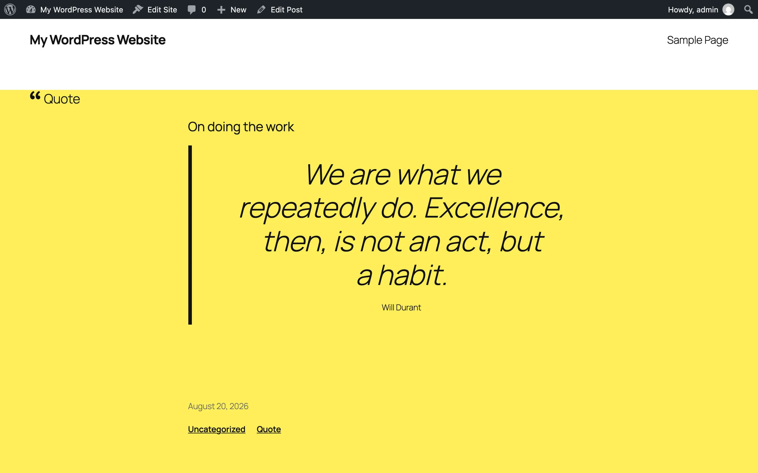 Format badge displayed before a post title on the frontend