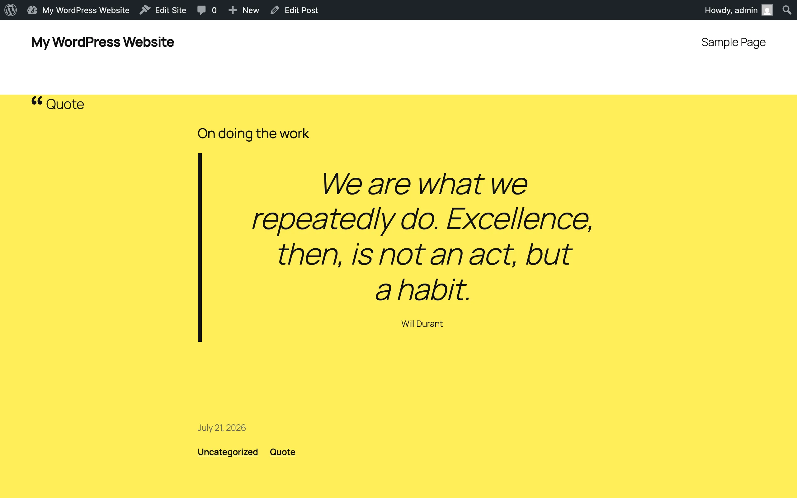 Format badge displayed before a post title on the frontend